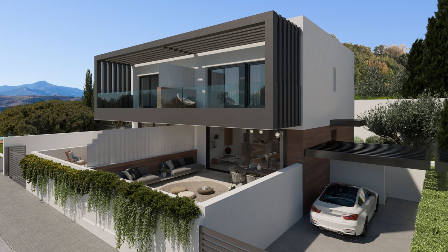 شعور رومانسي! منزل بناء جديد مع سطح مفتوح وطابق سفلي بسعر 758000 يورو. تدفئة تحت البلاط.