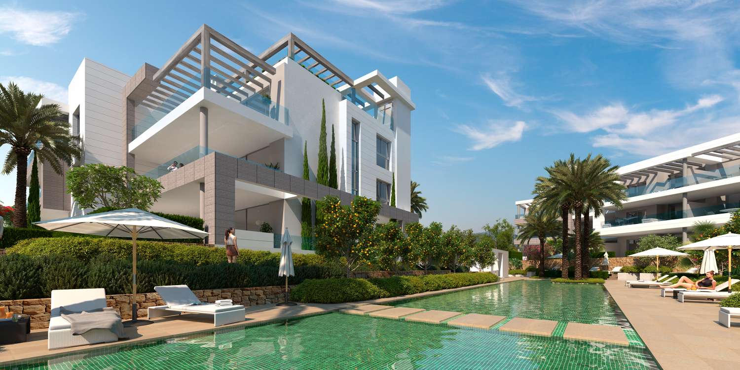 For sale, apartment in New Golden Mile, Estepona. Modern design indoor-outdoor living lifestyle.