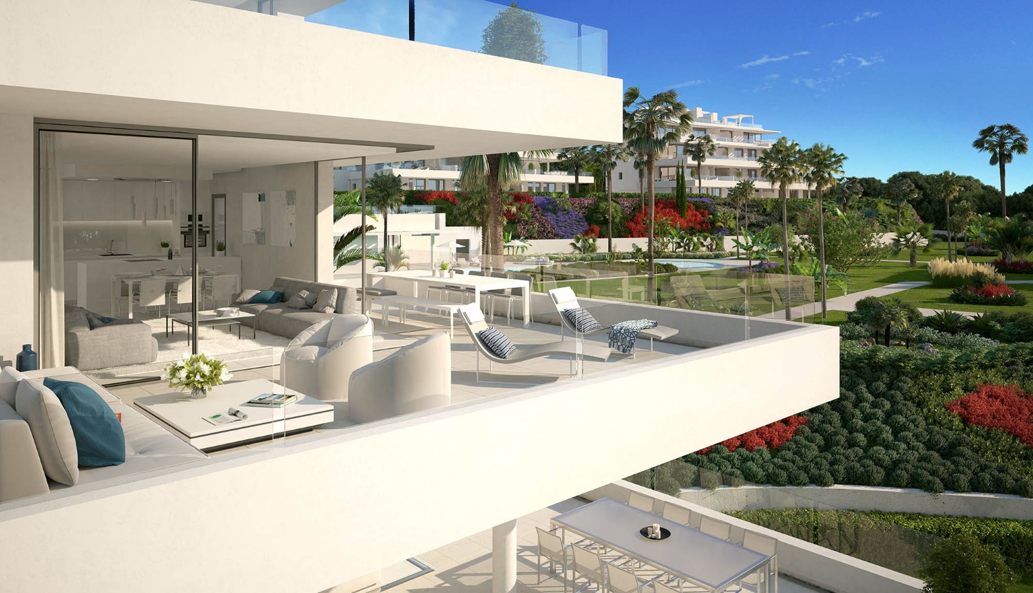 Penthouse with 4 bedrooms, 3 bathrooms, 4 garages and 1 store room.