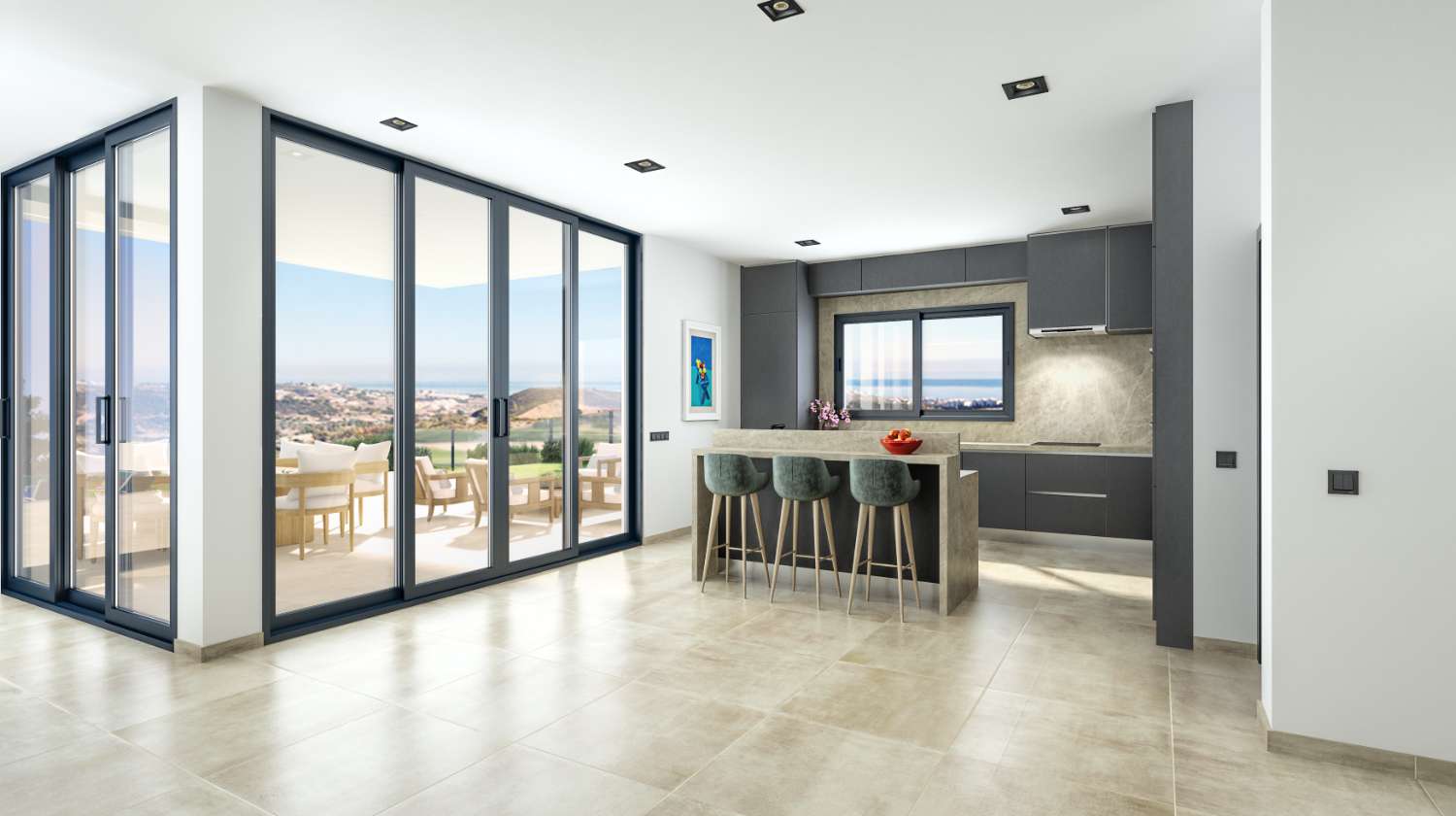 待售。新高尔夫别墅,位于米哈斯。电梯预装。高尔夫球场和大海的全景。