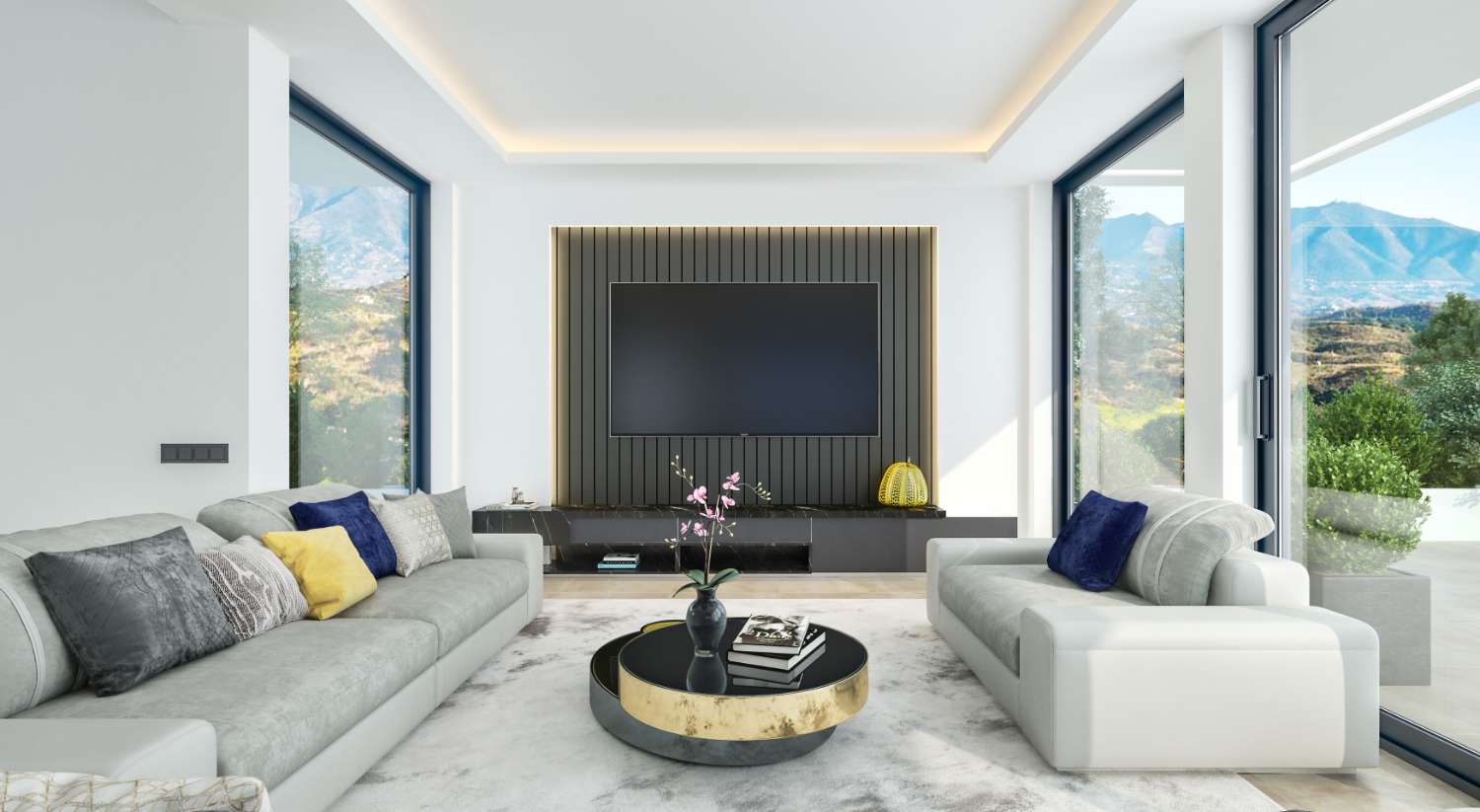 待售。新高尔夫别墅,位于米哈斯。电梯预装。高尔夫球场和大海的全景。