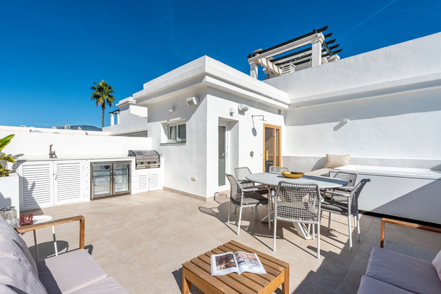 For sale, beautiful renovated semi-detached, sea views. In Aloha Gardens, Nueva Andalcia, Marbella.