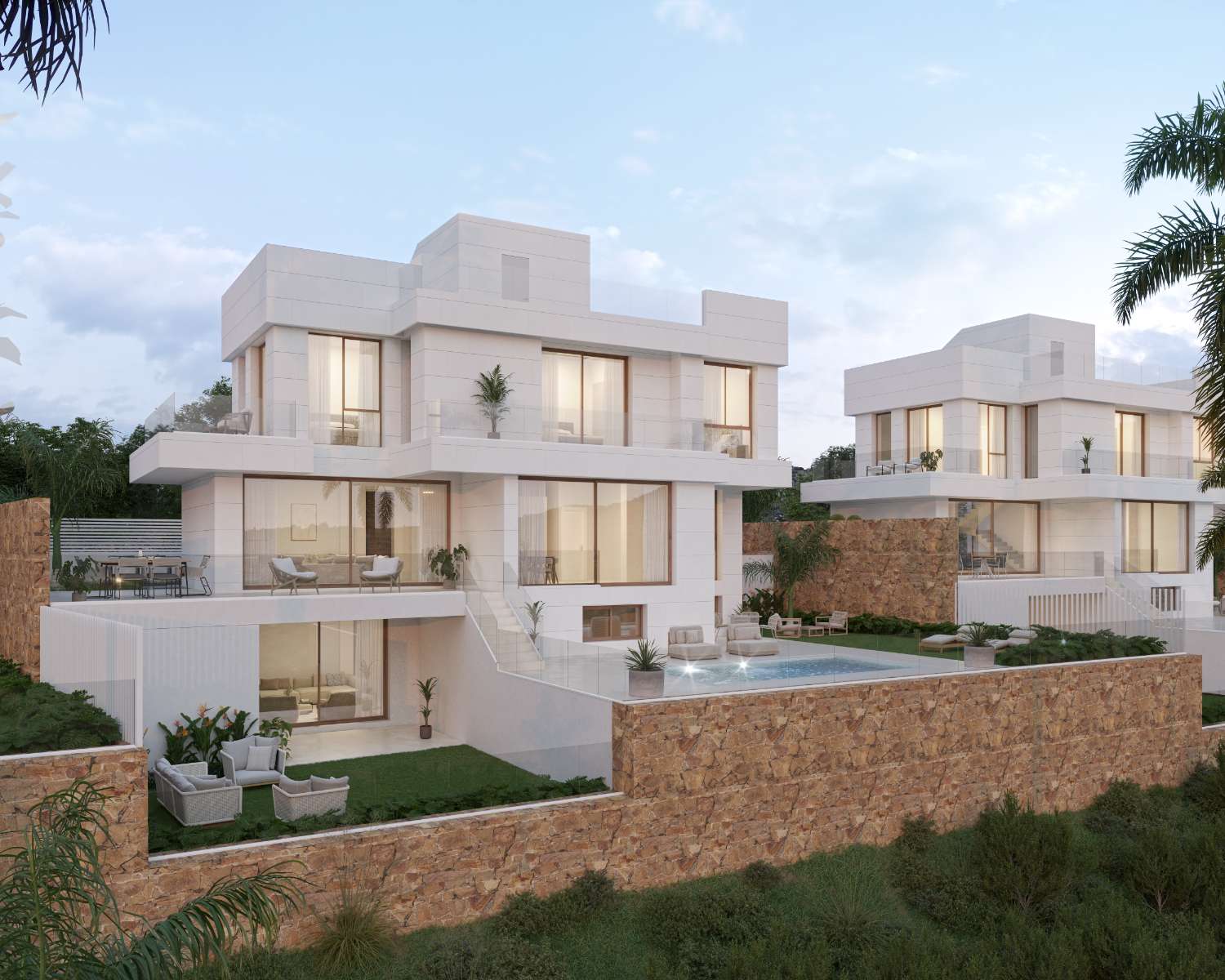Villas for sale FROM €1.312.500. With 4, 5 and 6 bedrooms. On the Golf with sea views. Estepona.