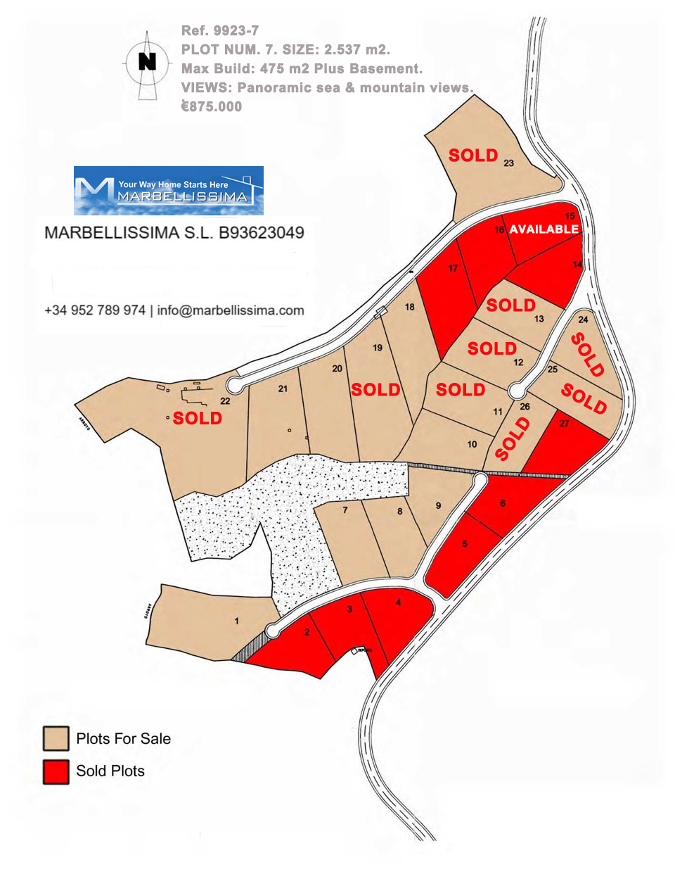 For sale Plot of 2,537 m2, ready to build an Independent villa. Panoramic Sea Views. Estepona.
