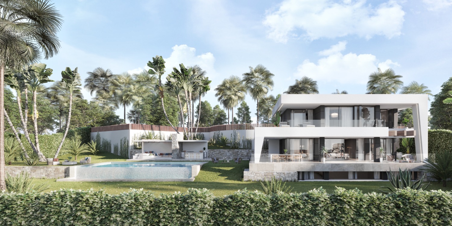 Op het zuiden gerichte Eco Design Villa met prachtig uitzicht op zee. Estepona West.
