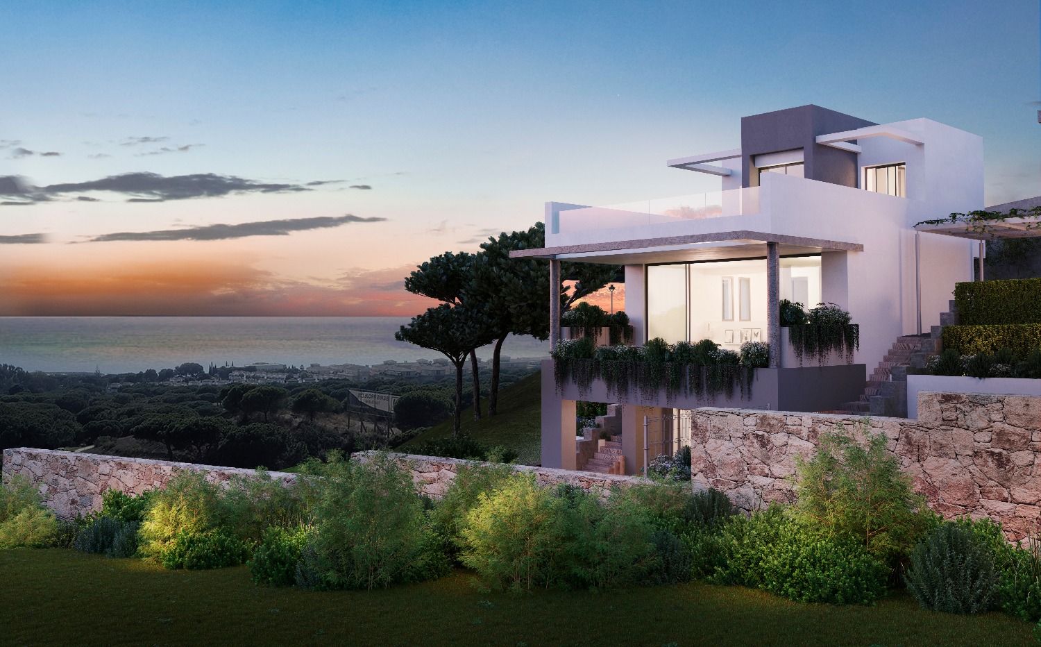 Sea Views,  3 Bedrooms Detached and Semi-Detached with Private Pool. Sales Price from 689.000€. Cabopino.