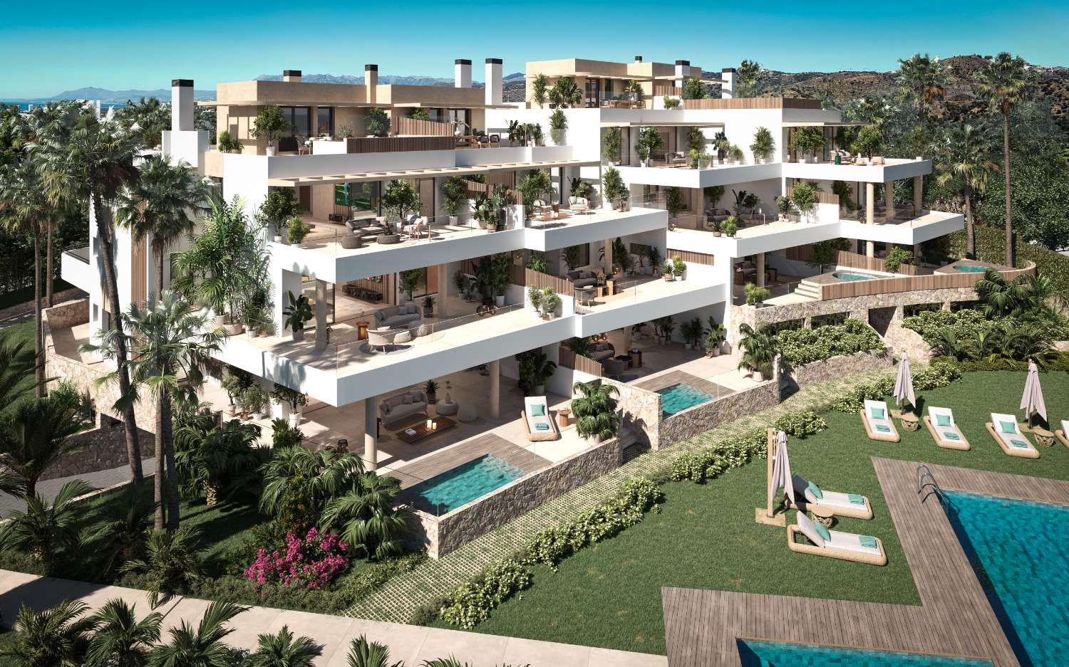 For sale, New Build Apartments, from €1,250.00. Private pool and Sea views. Cabopino, Marbella.