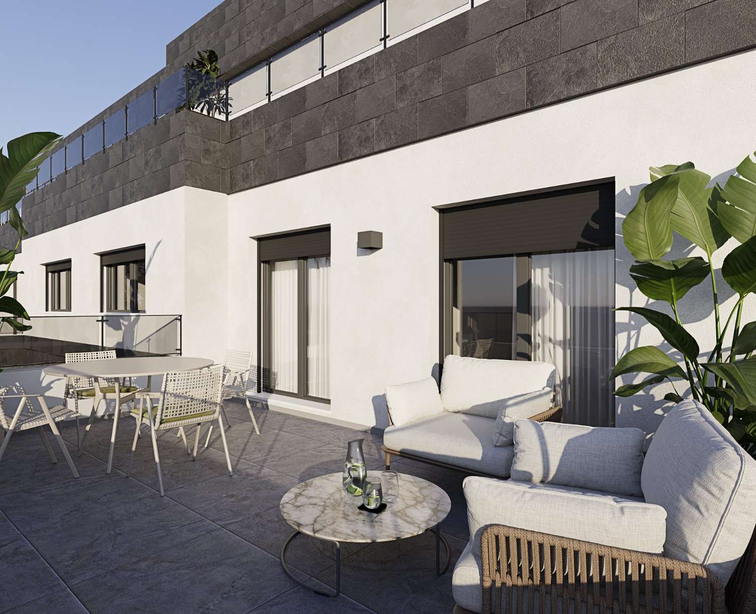 For sale. New build duplex Penthouses and ground floor with garden. Prices from €370.000. Casares Golf.