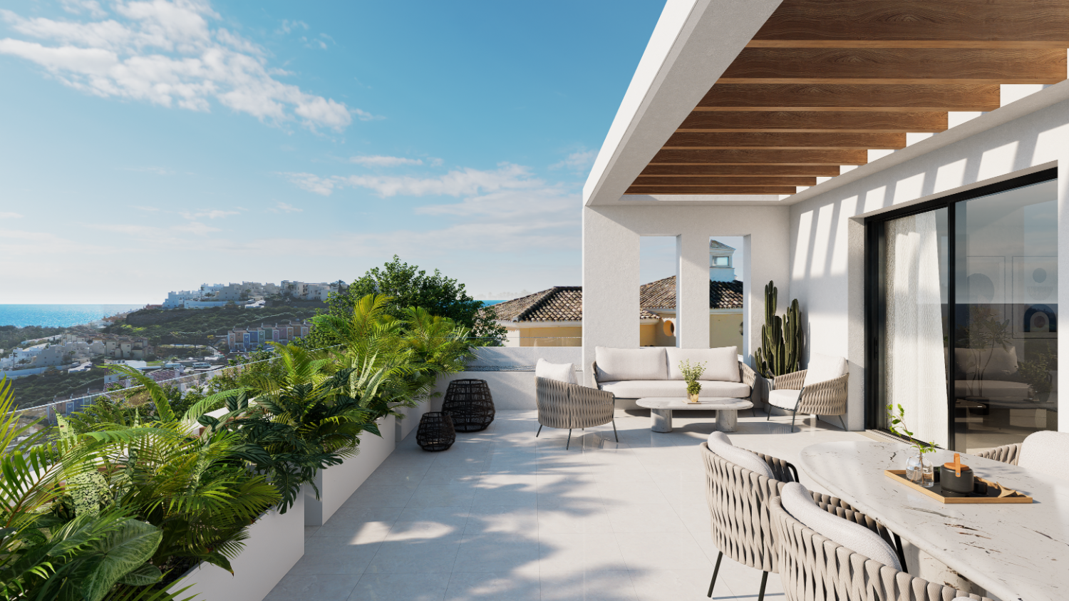 交钥匙项目。现代设计和建筑别墅出售，拥有全景海景。卡萨雷斯。