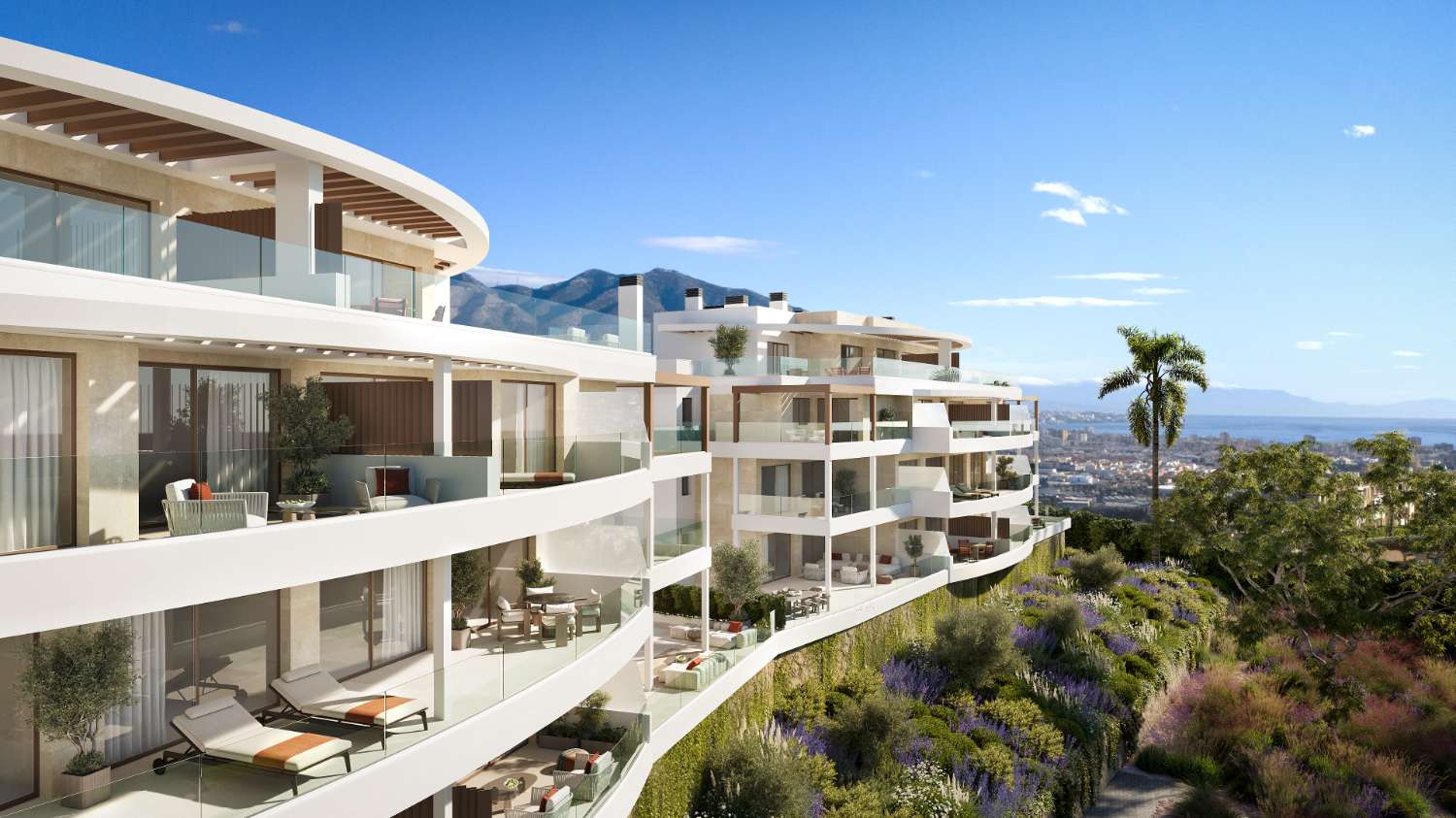 Sale prices from €363,000. New development apartments with sea and mountain views in Mijas.