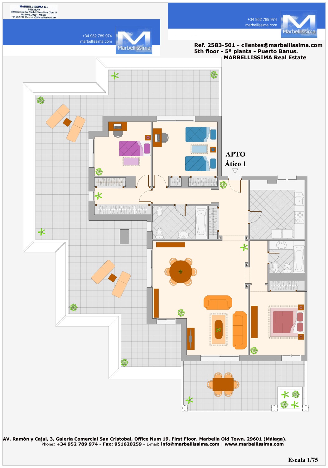 Large penthouse, with large terrace and wonderful views over Puerto Banus and to the distance some views to the sea.