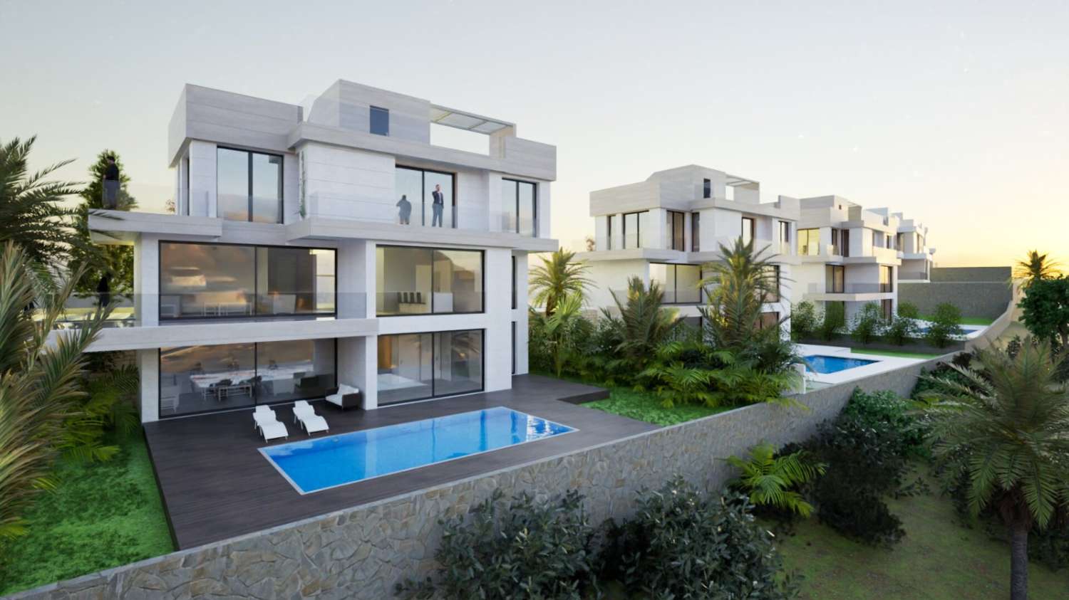 Villas for sale FROM €1.250.000. With 4, 5 and 6 bedrooms. Frontline Golf with sea views. Estepona.